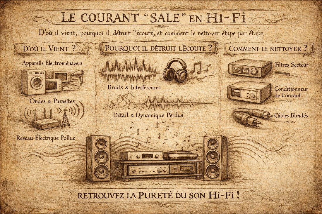 Le courant “sale” en Hi-Fi : d’où il vient, pourquoi il détruit l’écoute, et comment le nettoyer étape par étape